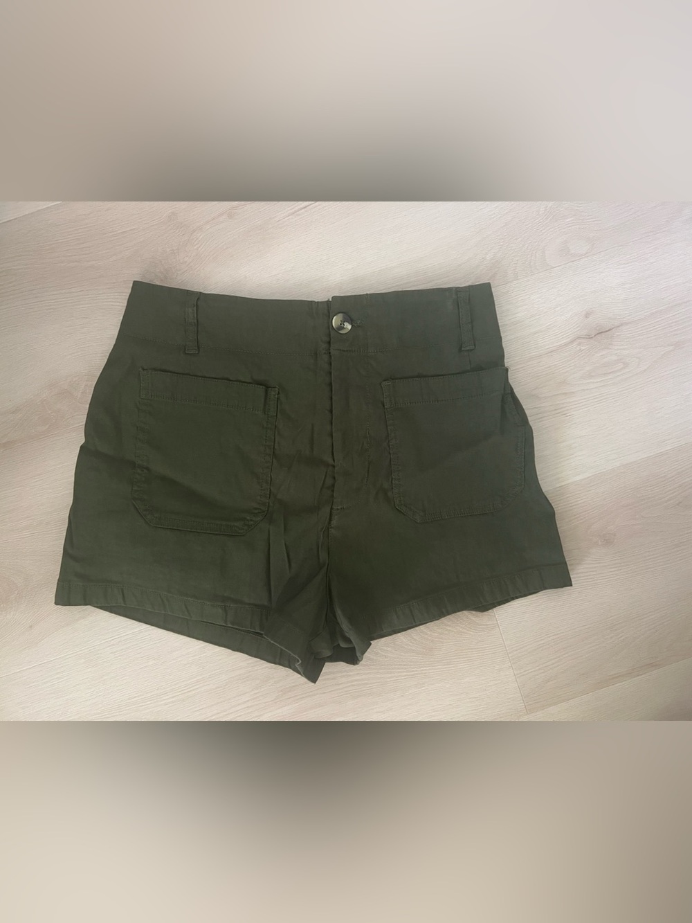 Maeve by Anthropologie the Collete Olive Utility Button-Front Shorts